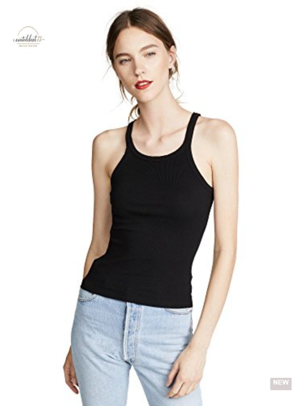 Women's Ribbed Tank Top Sleeveless Scoop Neck Fitted Casual